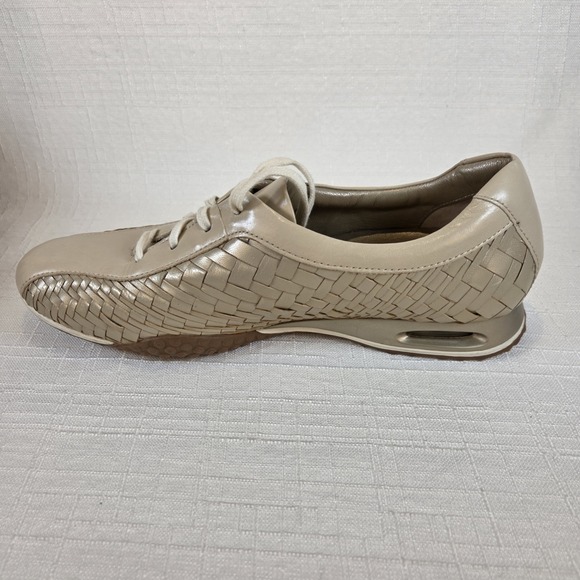 Cole Haan Oxford Sneakers Leather Woven Metallic Beige Women's 10 AA - Picture 9 of 13